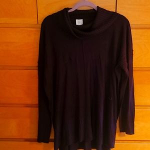 Curious cowl neck sweater. Dark purple.